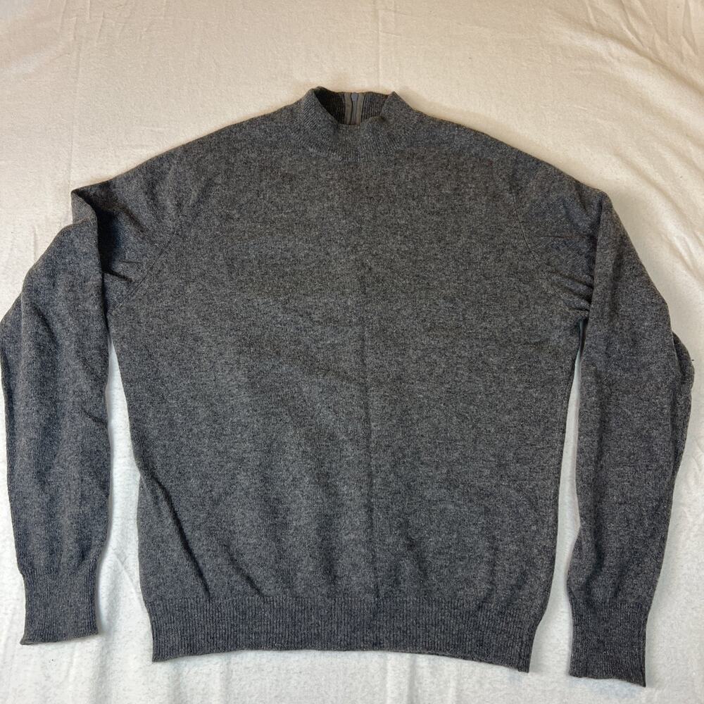 Vintage Cashmere Gray Small Women's Sweater Mock Neck Classic Old Money‎